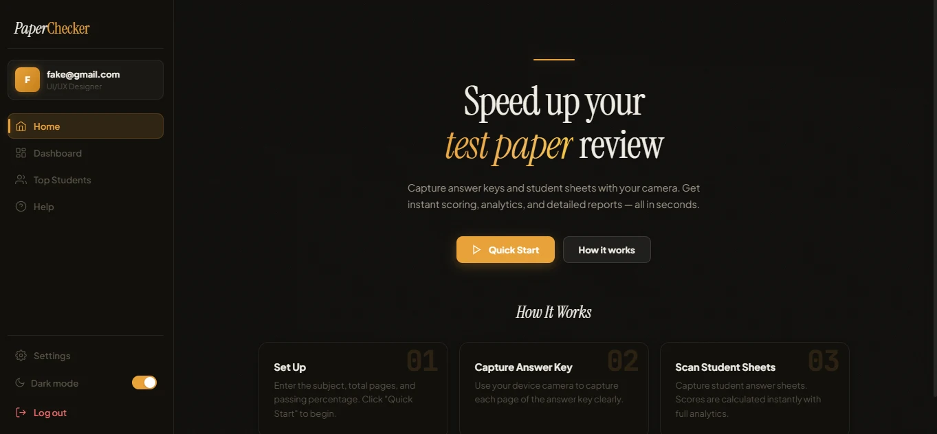Paper Checker interface for camera-assisted answer-sheet review